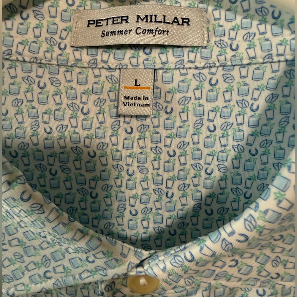 Limited Peter Millar Light Blue Kentucky Derby Mint Julep Performance Polo - Picture 4 of 4